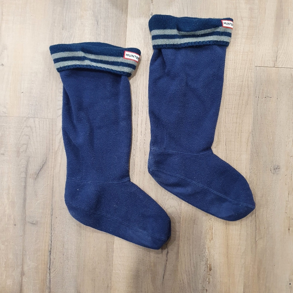 Hunter fleece tall Boot socks, navy, size medium large